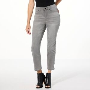 Diane Gilman Jeans Coolmax Straight Leg Cropped Gray Stretch Denim Casual